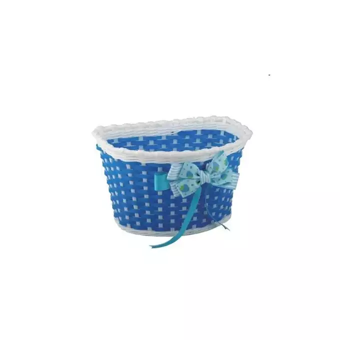 Koszyk rowerowy-plastik przód biało niebieski koka